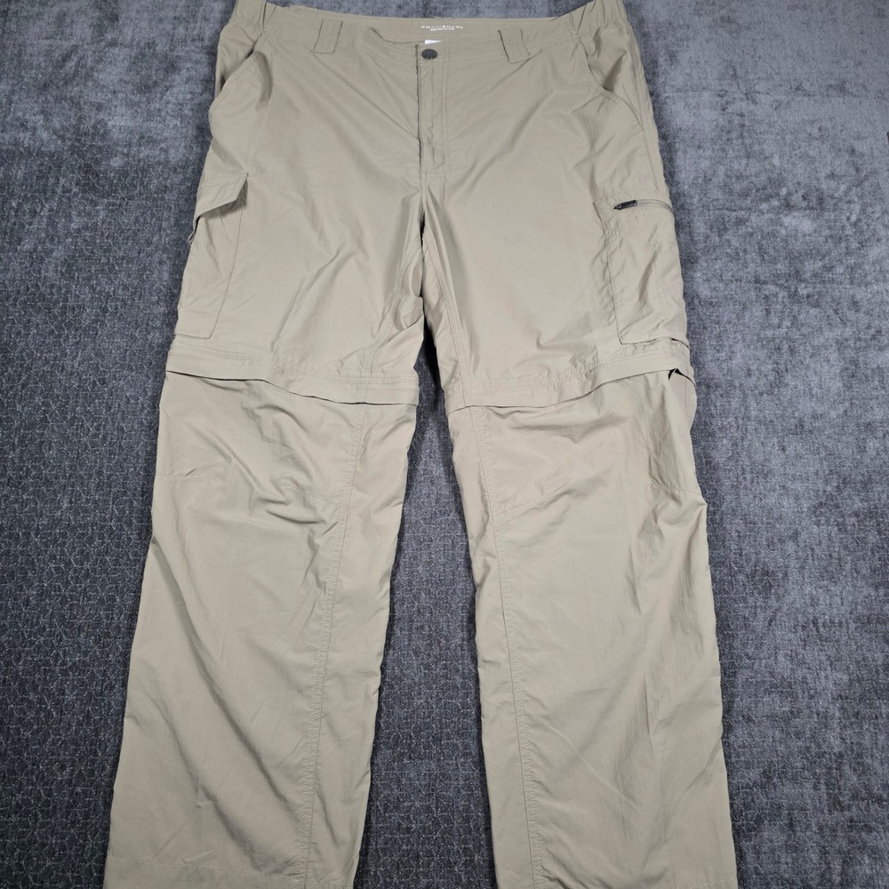 Columbia Silver Ridge Convertible Cargo Pants Tan Mens 40x30 Omni-Shade Hiking